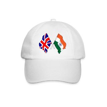Flagge von England und Flagge Indien - Baseballkappe - Weiß/Weiß - Vorne