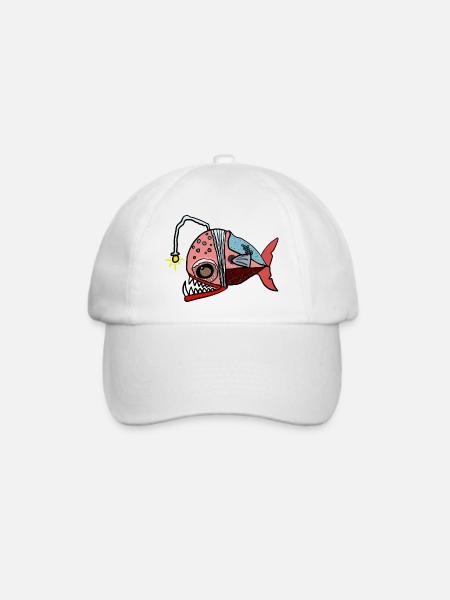 Fischkollage mit Lampenblick Anglerfisch - Baseballkappe - Weiß/Weiß