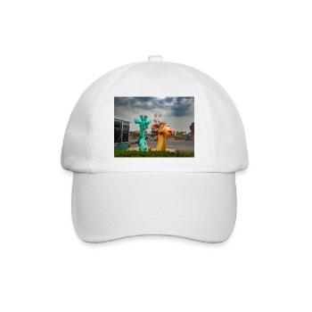 Auf dem Jahrmarkt das Reh und die Giraffe - Baseballkappe - Weiß/Weiß - Vorne
