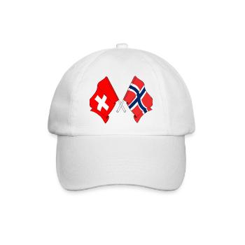 Flagge von Schweiz und Flagge Norwegen - Baseballkappe - Weiß/Weiß - Vorne