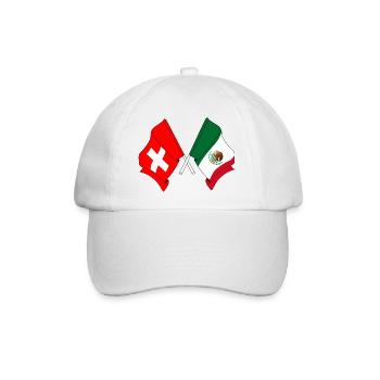 Flagge der Schweiz und Flagge Mexiko - Baseballkappe - Weiß/Weiß - Vorne