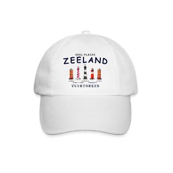 Zeeland, Niederlande, Leuchttürme Handzeichnung - Baseballkappe - Weiß/Weiß - Vorne