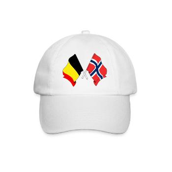 Flagge Belgien, Flagge Norwegen - Baseballkappe - Weiß/Weiß - Vorne