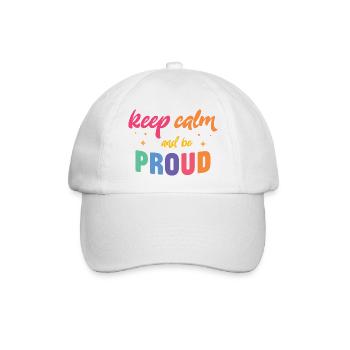 LGBT Pride Month - Ruhe bewahren und stolz sein - Baseballkappe - Weiß/Weiß - Vorne
