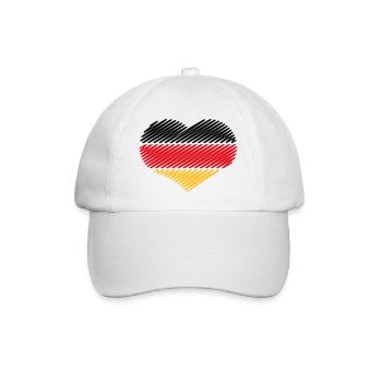 Herz Schwarz Rot Gold (Deutschland Flagge Skizze) - Baseballkappe - Weiß/Weiß - Vorne