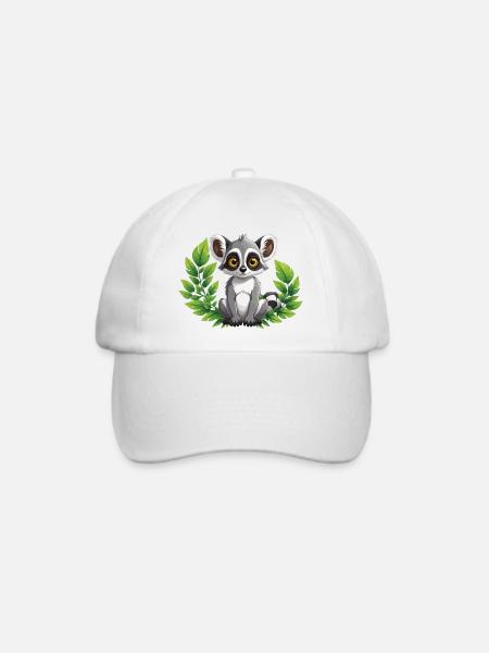 Lemur im Grünen - Baseballkappe - Weiß/Weiß