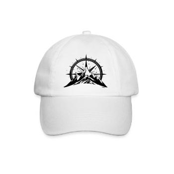 Compass With Mountain Silhouette - Baseballkappe - Weiß/Weiß - Vorne