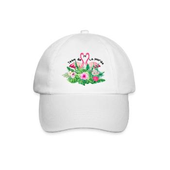 Tropisches Flamingo-Brautteam - Baseballkappe - Weiß/Weiß - Vorne
