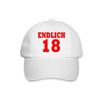 Endlich 18 - Baseballkappe - Weiß/Weiß - Vorne