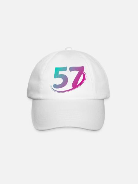 Nummer 57 mehrfarbig - Baseballkappe - Weiß/Weiß