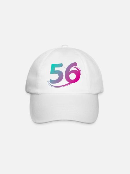 Nummer 56 mehrfarbig - Baseballkappe - Weiß/Weiß