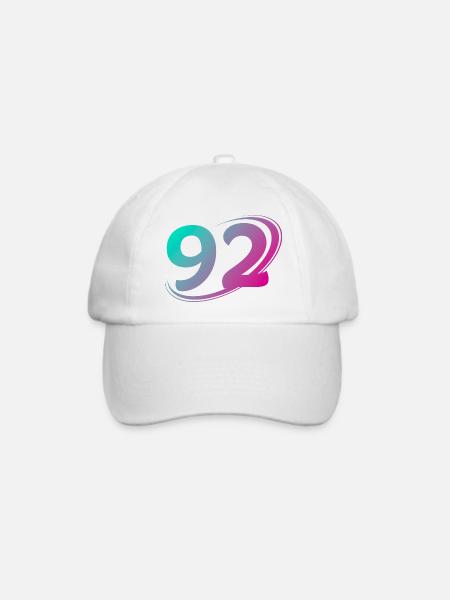 Nummer 92 mehrfarbig - Baseballkappe - Weiß/Weiß