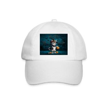 Gespenstische niedliche Halloween-Katze Spooky - Baseballkappe - Weiß/Weiß - Vorne