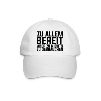 Lustiger Spruch Bild Witzig Humor Geschenkidee - Baseballkappe - Weiß/Weiß - Vorne