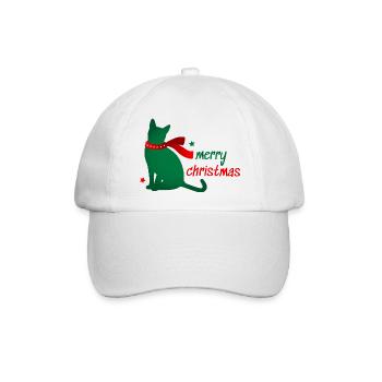 Katze Stern Tier Weihnachten Schal 3D Geschenk - Baseballkappe - Weiß/Weiß - Vorne