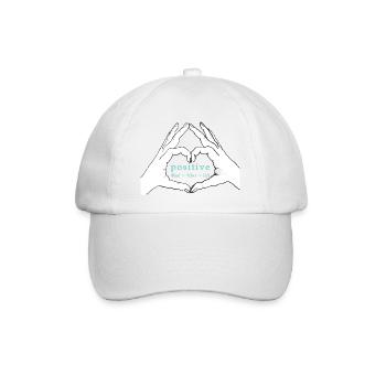 Hände formen ein Herz. Positive Mind/Vibes/ Life - Baseballkappe - Weiß/Weiß - Vorne