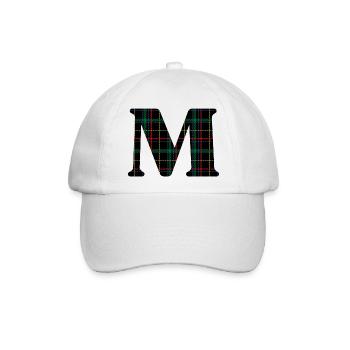 Monogramm m Schottischer Tartan - Baseballkappe - Weiß/Weiß - Vorne