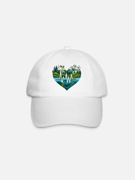 Natur - Herzschlag - Baseballkappe - Weiß/Weiß