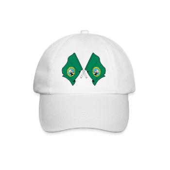 Zwei Flaggen durchquerten Washington - Baseballkappe - Weiß/Weiß - Vorne