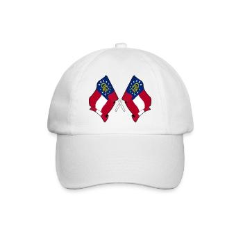 Zwei Flaggen durchquerten Georgien - Baseballkappe - Weiß/Weiß - Vorne