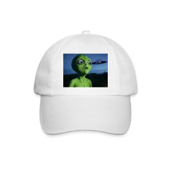 Grüner Alien Blickfang UFO - Baseballkappe - Weiß/Weiß - Vorne