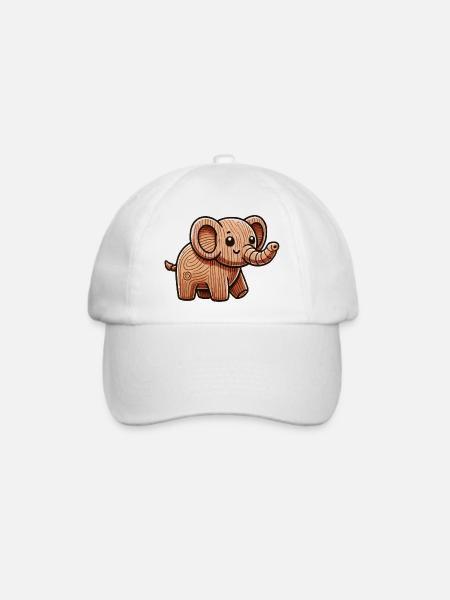holz elefant - Baseballkappe - Weiß/Weiß