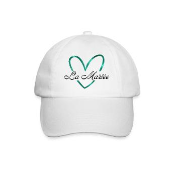 Braut Grünes Herz Glitzer - Baseballkappe - Weiß/Weiß - Vorne