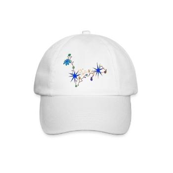 Pisces – Mystische Sternzeichen und Blumen - Baseballkappe - Weiß/Weiß - Vorne