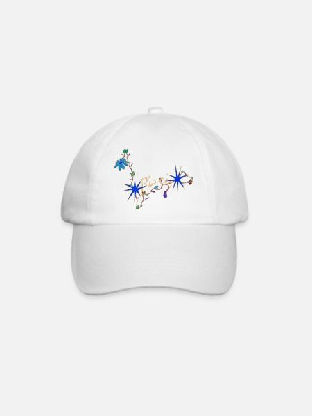 Pisces – Mystische Sternzeichen und Blumen - Baseballkappe - Weiß/Weiß
