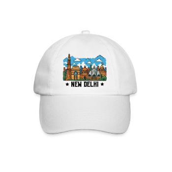new delhi skyline - Baseballkappe - Weiß/Weiß - Vorne