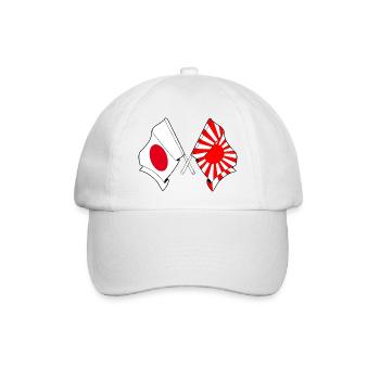 Gekreuzte japanische und aufgehende Flaggen - Baseballkappe - Weiß/Weiß - Vorne
