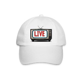 Live TV Fernseher Streamer Livestream - Baseballkappe - Weiß/Weiß - Vorne