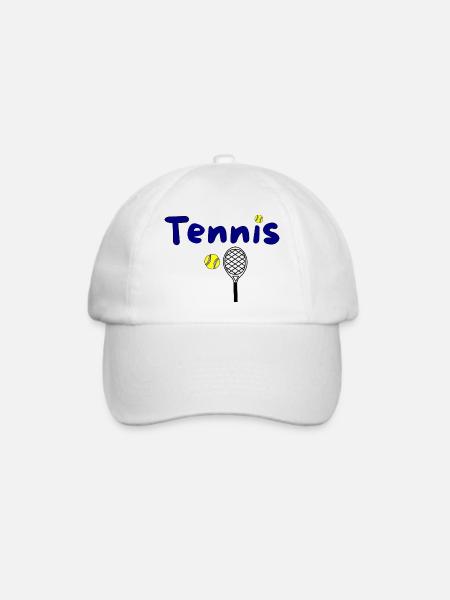 Tennisdesign mit Ball und Schläger - Baseballkappe - Weiß/Weiß