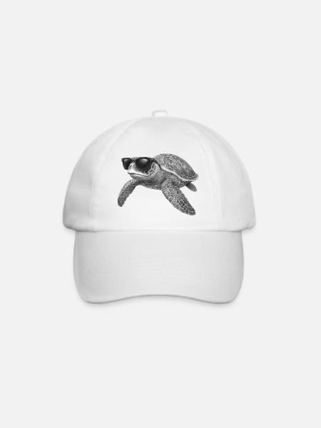Cooler Meeresschildkröte mit Sonnenbrille - Baseballkappe - Weiß/Weiß