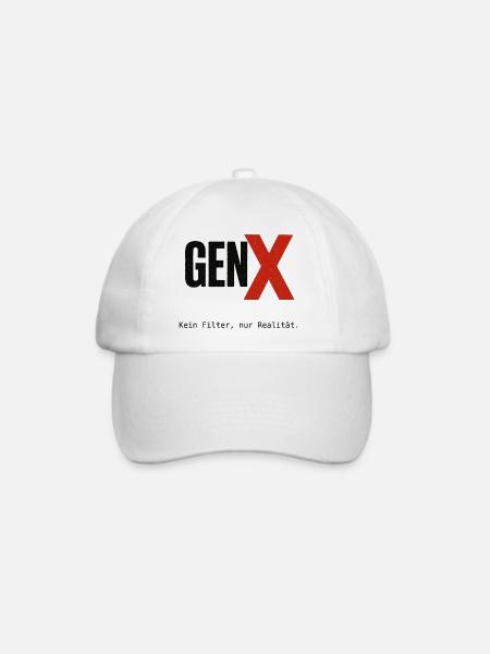 GenX Statement Motiv T-Shirt - Baseballkappe - Weiß/Weiß