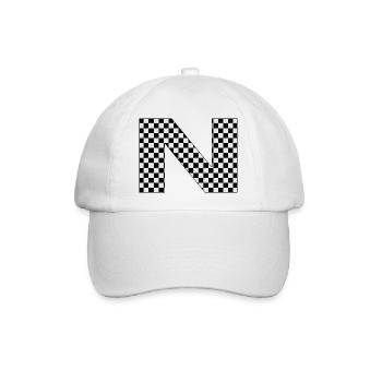 N – Checkerboard Typography Statement - Baseballkappe - Weiß/Weiß - Vorne