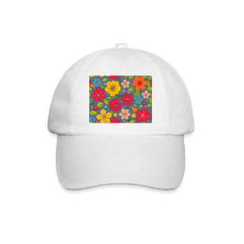 Blumenmuster im Boho-Design - Baseballkappe - Weiß/Weiß - Vorne