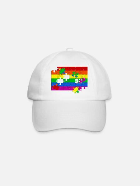 LGTBQ+ Flaggen-Puzzle - Baseballkappe - Weiß/Weiß