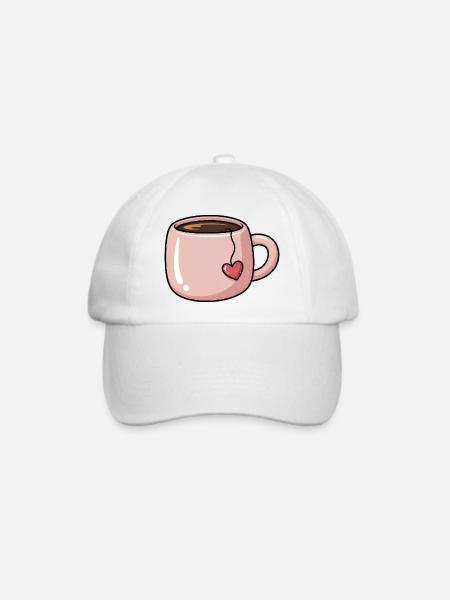 Herz-Teetasse - Baseballkappe - Weiß/Weiß