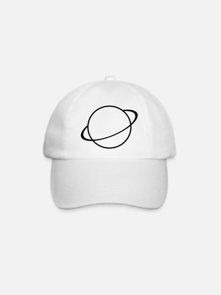 Saturn Icon – Planet Symbol - Baseballkappe - Weiß/Weiß