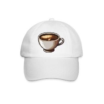 PixelKaffee Kaffeetasse Kunst - Baseballkappe - Weiß/Weiß - Vorne