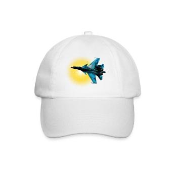 Blau Camouflage Kampfflugzeug Sonnenkreis - Baseballkappe - Weiß/Weiß - Vorne