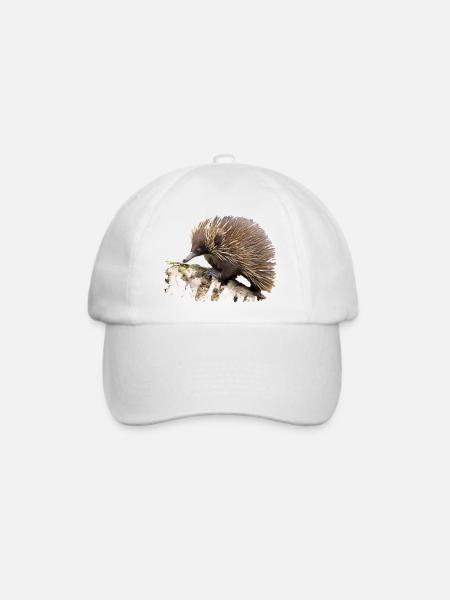 Igel in Aquarell auf Fels - Baseballkappe - Weiß/Weiß