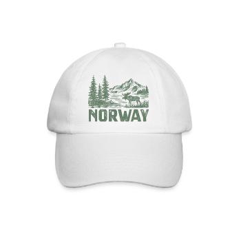 Norwegische Waldlandschaft mit Elch - Baseballkappe - Weiß/Weiß - Vorne