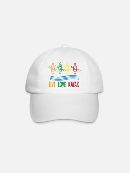Live Love Kajak Kajakfahren Kajakfahren Kanu Kajak Kajak - Baseballkappe - Weiß/Weiß
