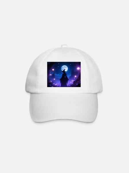Mondnacht Hexen Silhouette - Baseballkappe - Weiß/Weiß