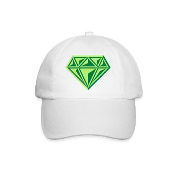 Diamant (Edelstein / Brillant / Symbol / Gre / 2C) - Baseballkappe - Weiß/Weiß - Vorne