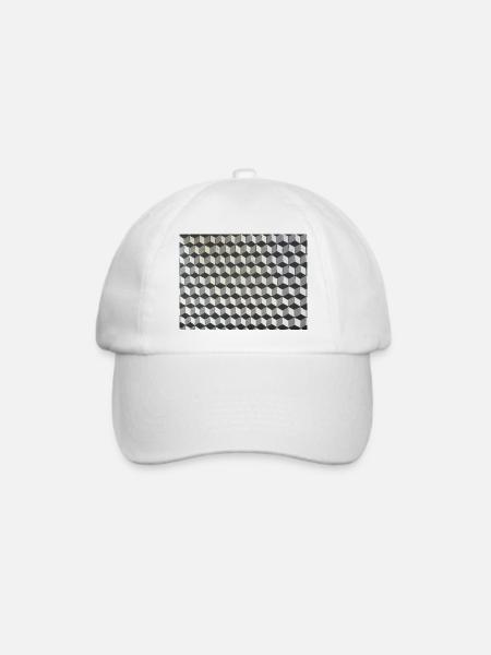 Dreidimensionale Würfel Graustufen - Baseballkappe - Weiß/Weiß