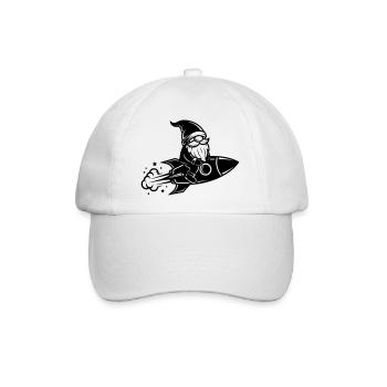 Wichtel reitet Rakete Cartoon Illustration - Baseballkappe - Weiß/Weiß - Vorne
