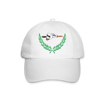 Süßer Storch im grünen Lorbeerkranz - Baseballkappe - Weiß/Weiß - Vorne